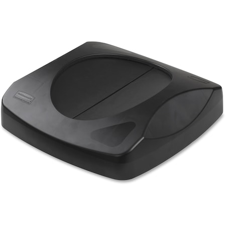 Rubbermaid Commercial Untouchable Swing Top Lid, Black, 16" W/Dia, 4 PK RCP268988BKCT